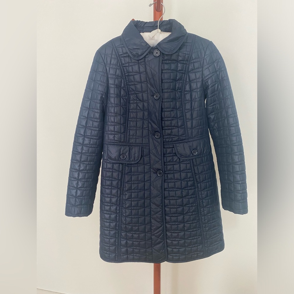 kate spade Quilted Navy Button-Front Puffer Coat